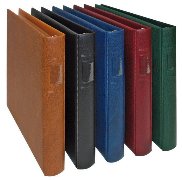 Companion Set: Raccoglitore Ad Anelli E Slipcase In Pelle Verde - Per Cartoline E Collezioni, 20 Fogli Trasparenti Inclusi